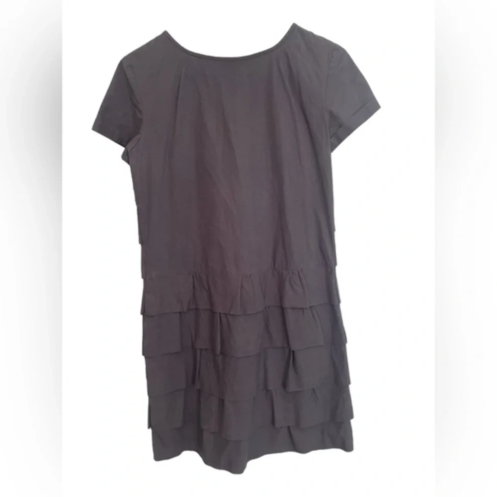 J. Crew Women's Carly Short Sleeve Tier‎ Ruffle Dress Size 0 Gray 100% Cotton